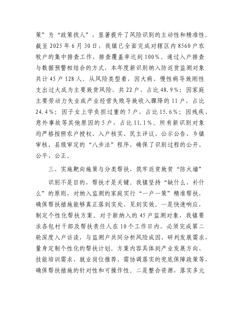 镇关于2025年上半年集中防返贫监测排查工作情况的报告.docx_第3页