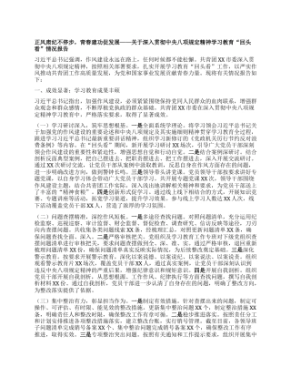 正风肃纪不停步，青春建功促发展——关于深入贯彻中央BXGD精神学习教育“回头看”情况报告.docx