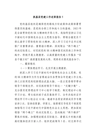 抓基层X建工作述职报告5.docx