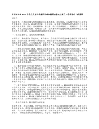 组织部长在2025年全市X建引领基层治理和基层政权建设重点工作推进会上的讲话.docx