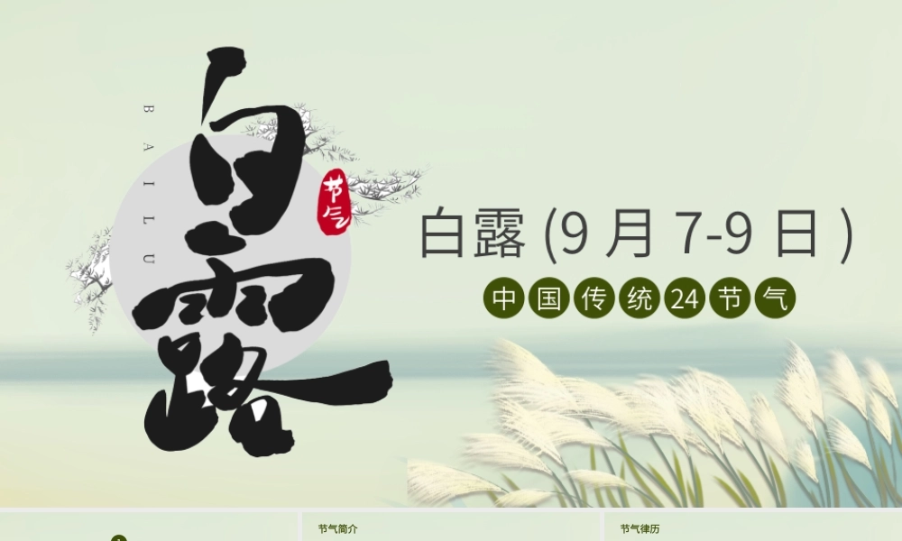 2021白露节气PPT清新简雅二十四节气中国传统文化主题班会课件下载.pptx