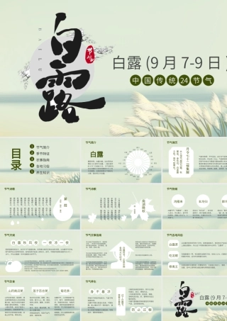 2021白露节气PPT清新简雅二十四节气中国传统文化主题班会课件下载.pptx