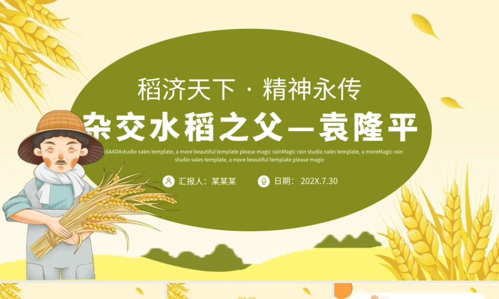 2021济天下精神永传传承杂交水稻之父—袁隆平精神小学卡通专题.pptx