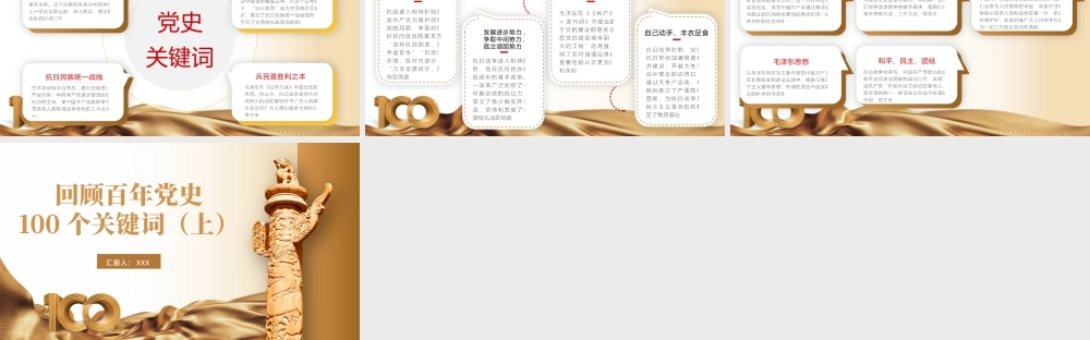 2021建党100周年回顾百年党史100个关键词PPT模板（上）.pptx