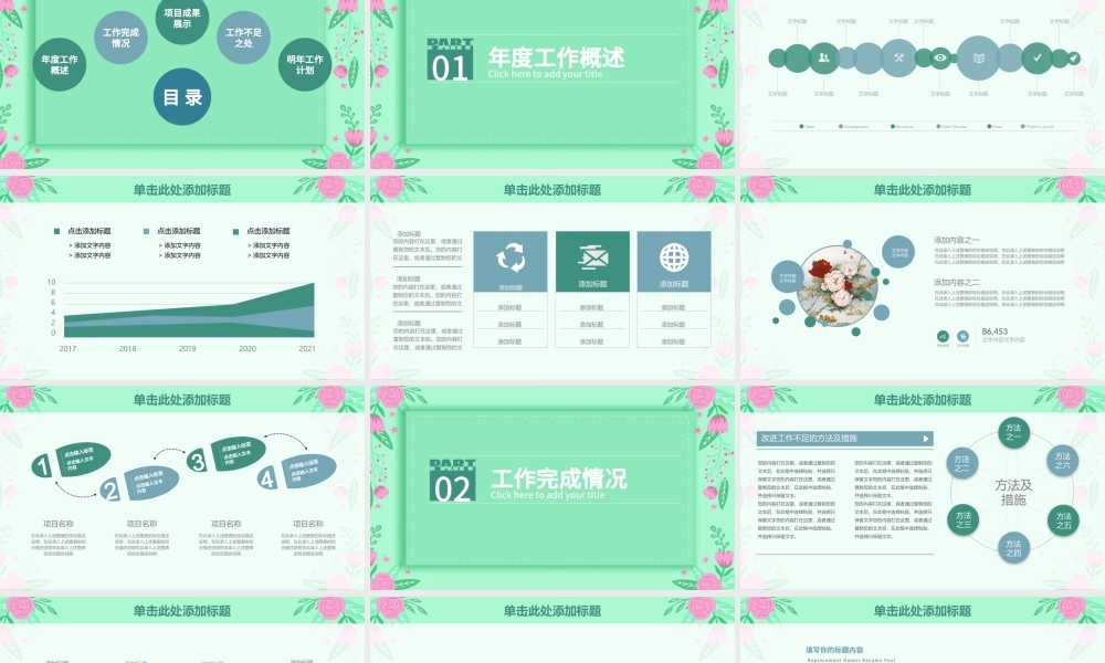 2021清新淡雅植物工作总结与工作计划PPT模板.pptx