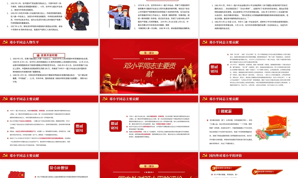 2021热烈庆祝邓小平诞辰117周年纪念红色中国风PPT 模板.pptx