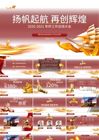 2021扬帆起航再创辉煌牛年年会工作总结简约PPT模板.pptx