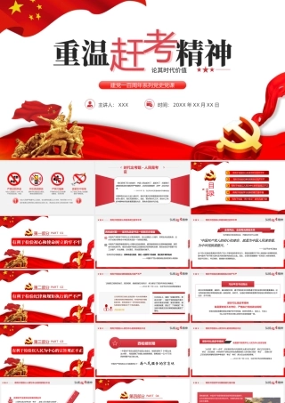 2021重温赶考精神论其时代价值PPT庆祝建党一百周年系列当时党课模板下载.pptx