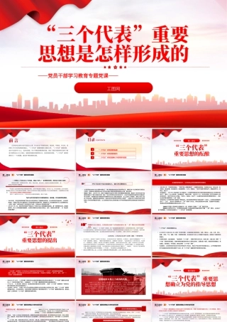 2022“三个代表”重要思想是怎样形成的PPT红色精美风党员干部学习教育专题党课党建课件.pptx
