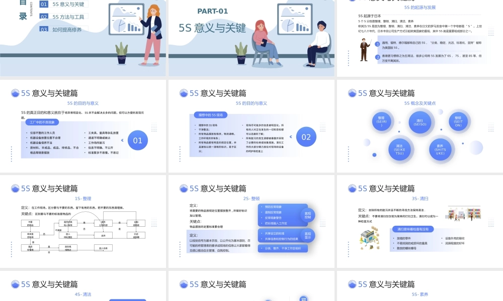 2022办公室5S管理制度PPT简约插画风公司企业5S管理制度知识培训课件模板下载.pptx