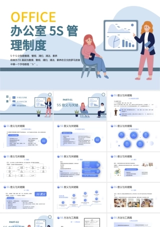 2022办公室5S管理制度PPT简约插画风公司企业5S管理制度知识培训课件模板下载.pptx