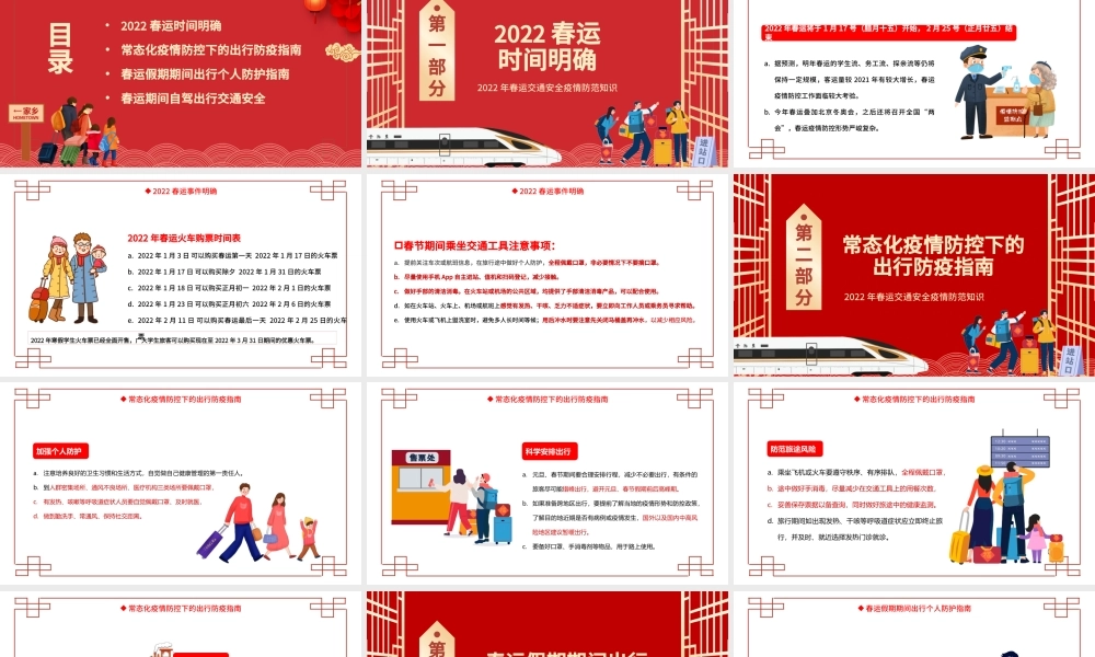 2022春运安全注意事项PPT春运交通安全疫情防控知识培训专题课件模板.pptx