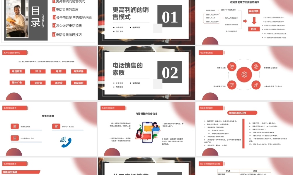 2022电话销售培训PPT简约风企业员工销售培训课件模板.pptx