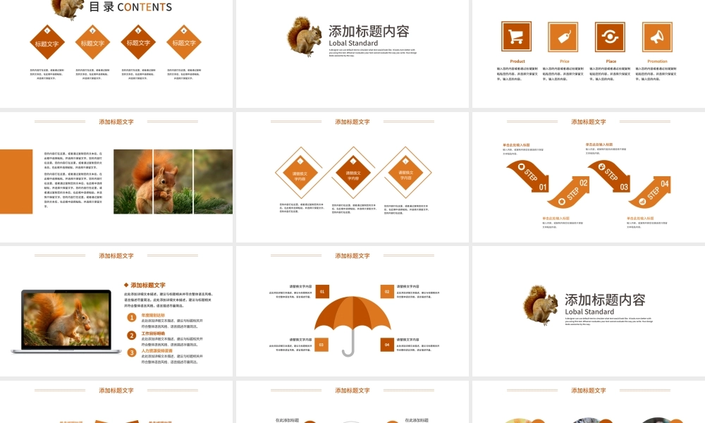 2022动物松鼠吃松果保护动物动态PPT实景创意语文教学课件模板.pptx