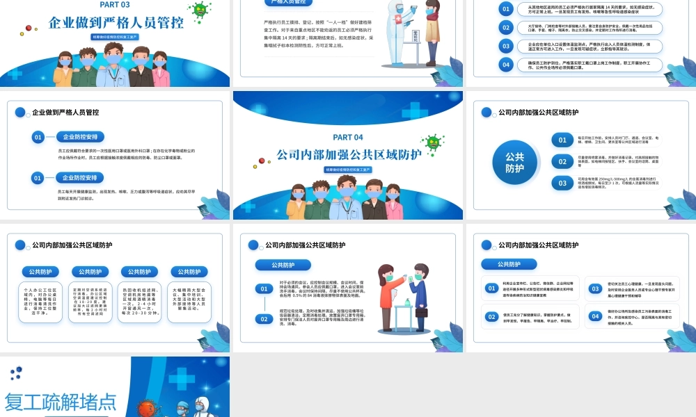 2022复工疏解堵点PPT卡通风企业公司安全复工专题课件模板.pptx