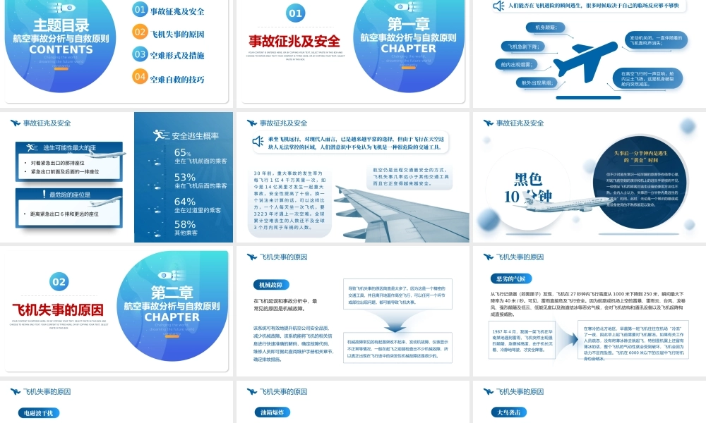 2022航空事故分析与自救原则PPT简约风航空公司培训课件模板.pptx