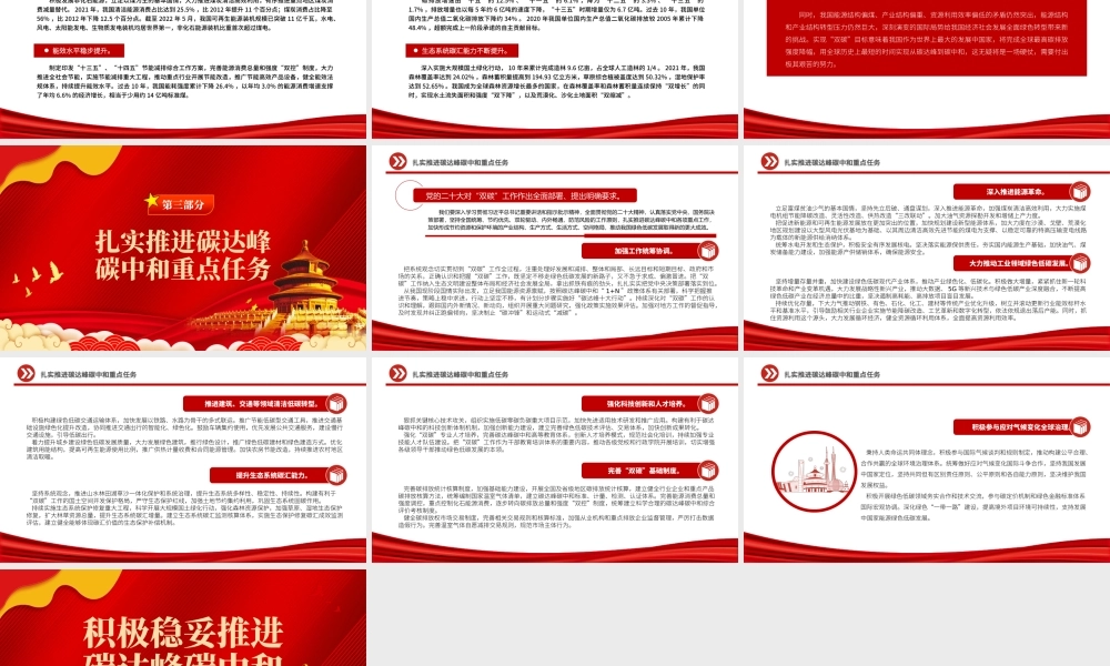 2022积极稳妥推进碳达峰碳中和PPT大气党建风党员干部学习教育专题党课党建课件.pptx