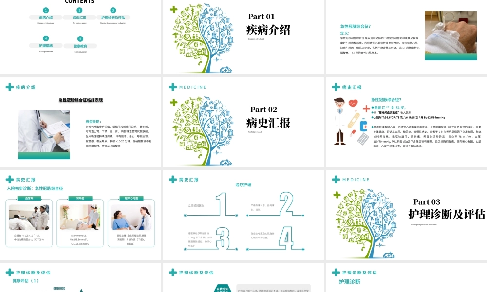 2022急性冠脉综合症护理查房PPT清新扁平风医疗护理通用PPT.pptx
