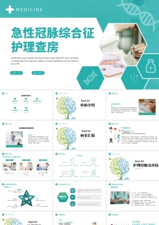 2022急性冠脉综合症护理查房PPT清新扁平风医疗护理通用PPT.pptx