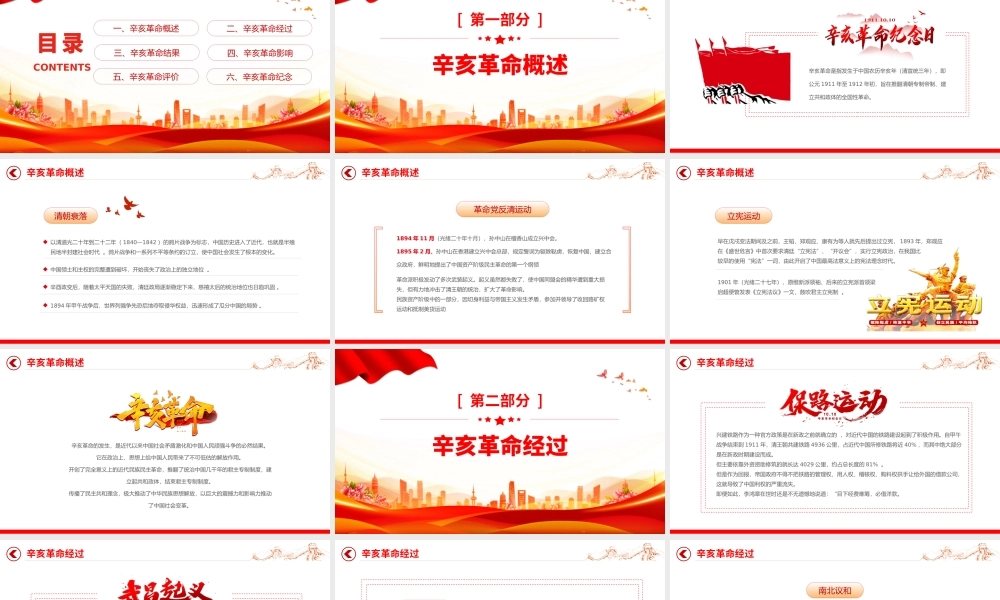 2022纪念辛亥革命111周年PPT红色大气纪念辛亥革命111周年专题党课党建课件模板.pptx