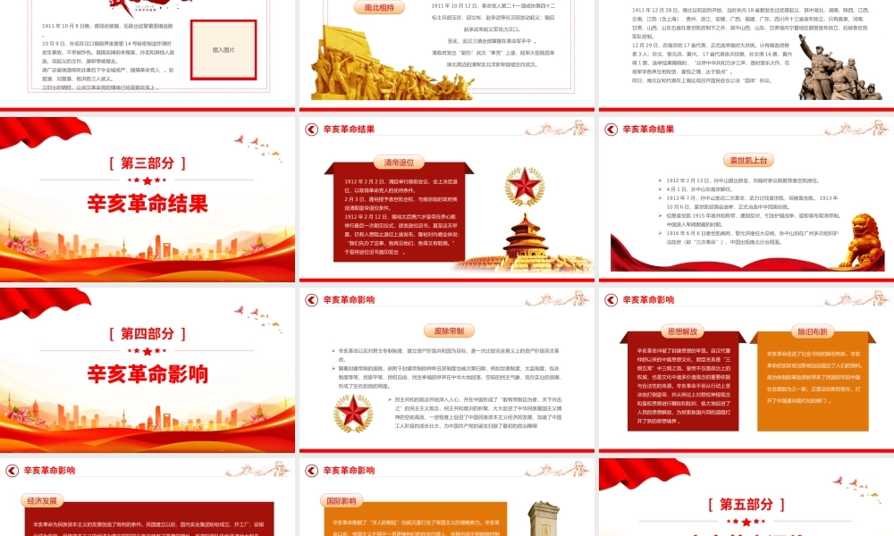 2022纪念辛亥革命111周年PPT红色大气纪念辛亥革命111周年专题党课党建课件模板.pptx