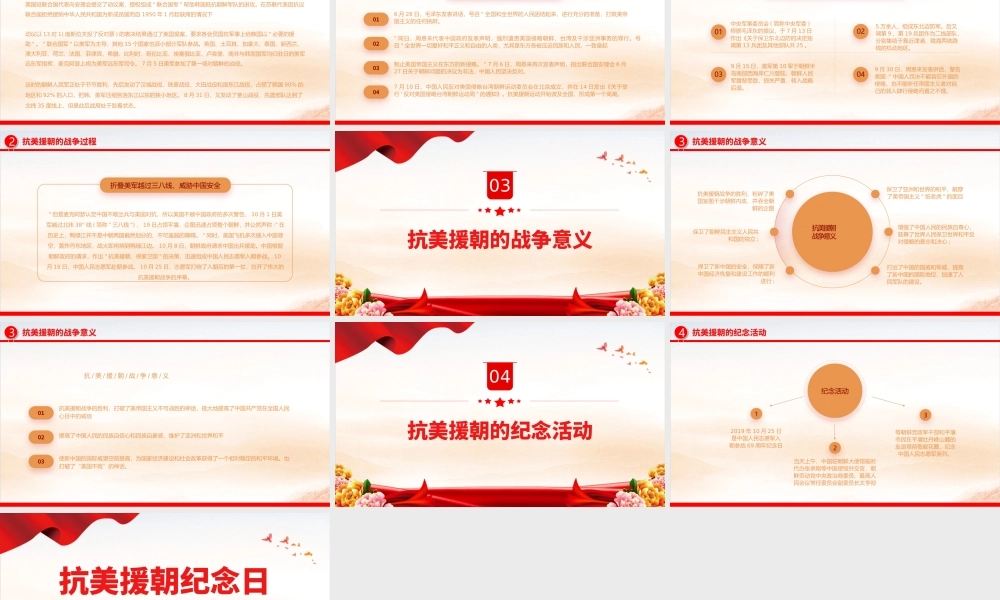2022抗美援朝纪念日PPT红色大气风抗美援朝纪念日72周年专题党课党建课件模板.pptx