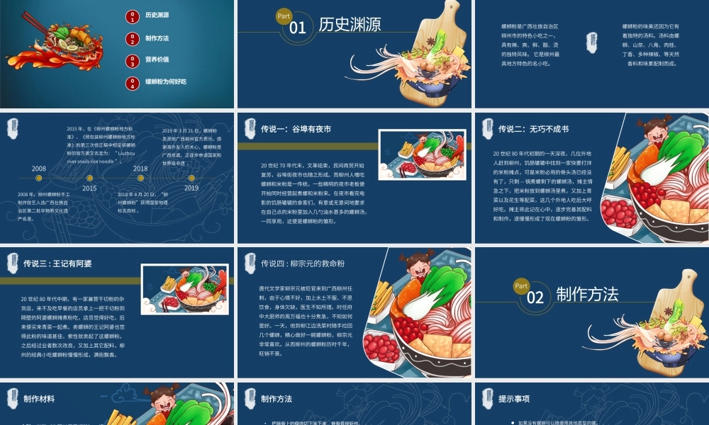 2022螺蛳粉PPT蓝色卡通插画风螺蛳粉美食餐饮推广课件模板.pptx