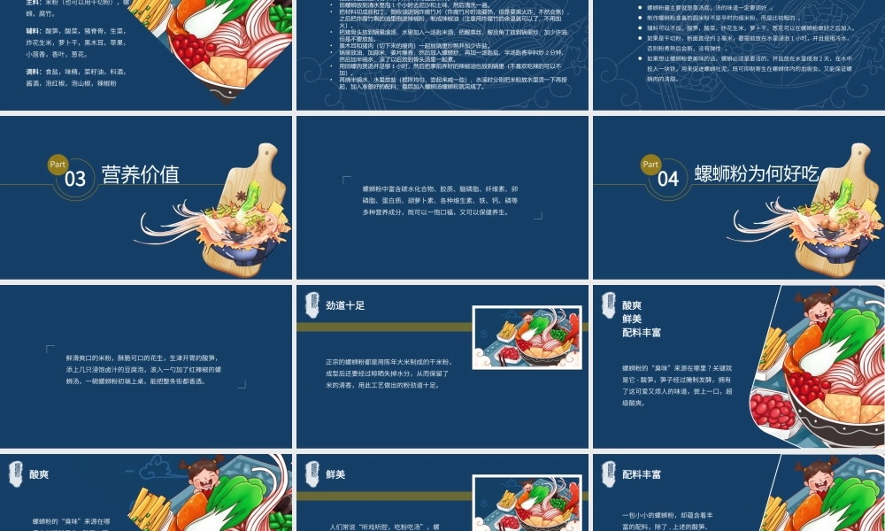 2022螺蛳粉PPT蓝色卡通插画风螺蛳粉美食餐饮推广课件模板.pptx