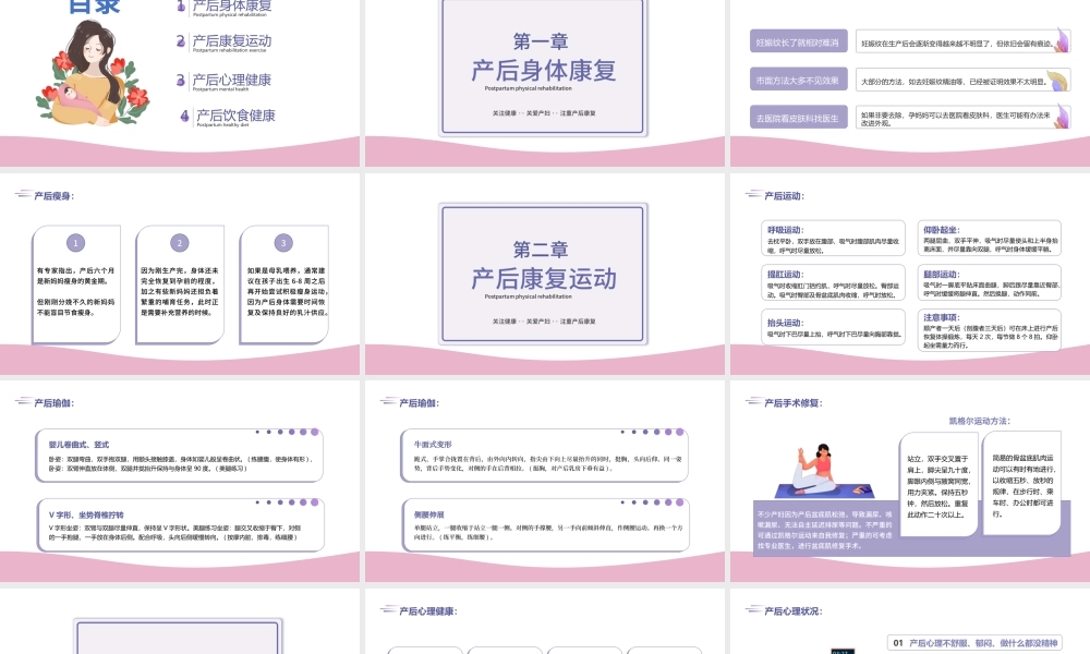 2022女性产后康复培训PPT简约关注健康关爱产妇专题课件模板.pptx