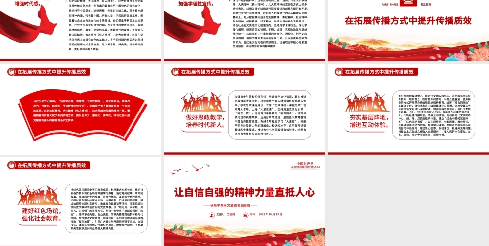 2022让自信自强的精神力量直抵人心PPT大气党建风党员干部学习教育专题党课党建课件.pptx