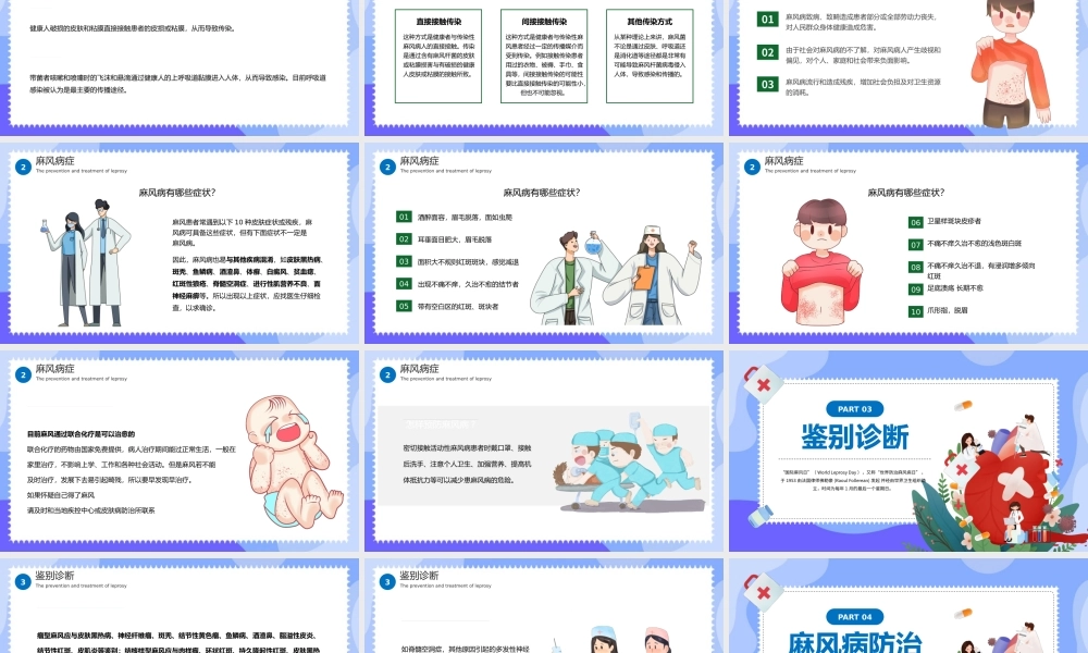 2022世界防治麻风病日PPT卡通风关爱麻风患者消除社会歧视世界防治麻风病日课件模板.pptx