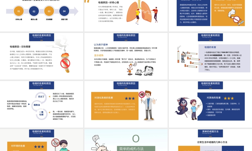 2022世界无烟日PPT创意插画风承诺戒烟共享无烟环境主题班会课件模板.pptx