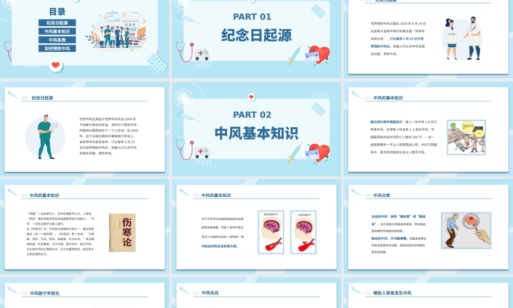 2022世界预防中风日宣传PPT清新创意节日宣传通用PPT模板下载.pptx
