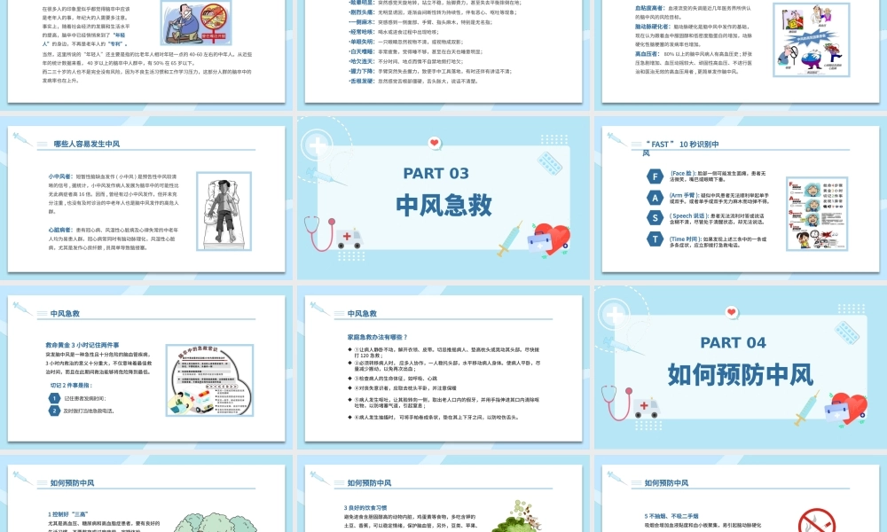 2022世界预防中风日宣传PPT清新创意节日宣传通用PPT模板下载.pptx