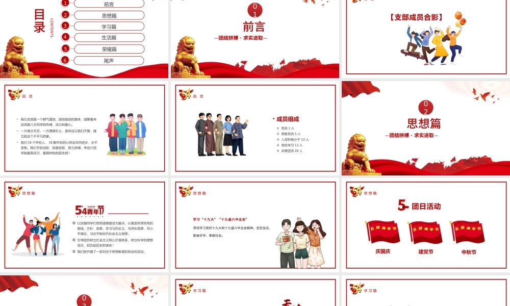 2022五四青年节团支部评选PPT简约大气风团支部评选主题课件模板.pptx
