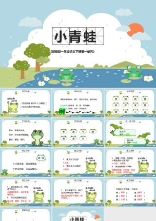 2022小青蛙PPT卡通风识字第3课小学一年级语文下册人教版教学课件.pptx
