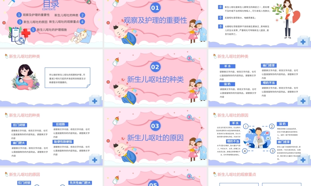 2022新生儿呕吐疑难病例讨论PPT卡通风医院病例分享会课件模板.pptx