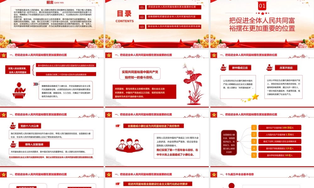 2022沿着中国现代化道路走共同富裕PPT红色党政风党员干部学习教育专题党课党建课件模板.pptx