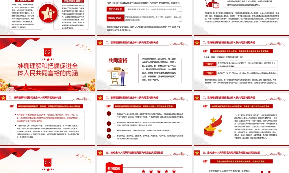 2022沿着中国现代化道路走共同富裕PPT红色党政风党员干部学习教育专题党课党建课件模板.pptx
