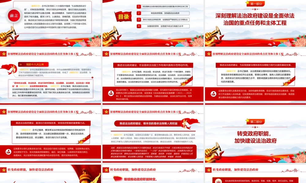 2022扎实推进依法行政PPT红色党政风党员干部学习教育专题党课党建课件模板.pptx