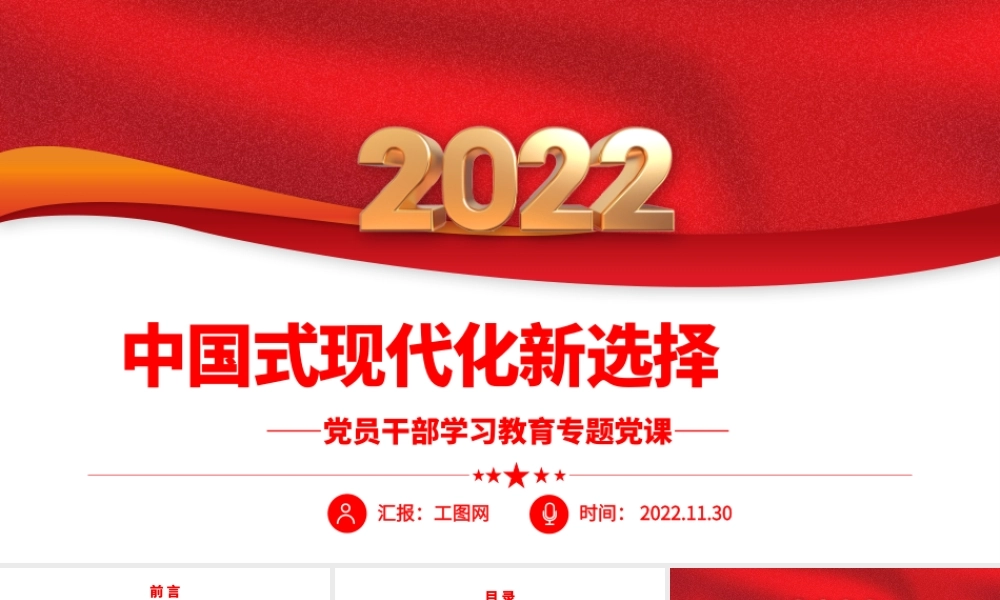 2022中国式现代化新选择PPT党政精美风党员干部学习教育专题党课党建课件.pptx