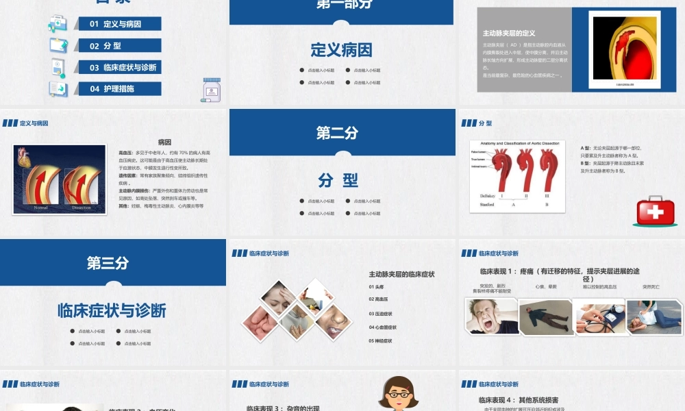 2022主动脉夹层PPT清新简约风医学急救护理通用PPT模板.pptx