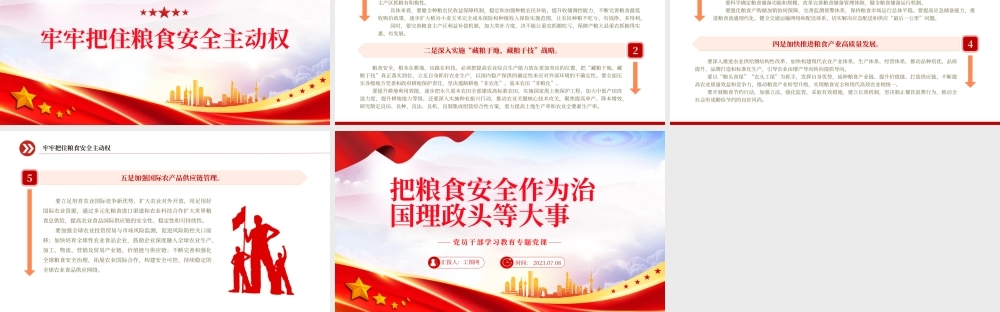2023把粮食安全作为治国理政头等大事PPT大气精美风党员干部学习教育专题党课课件.pptx