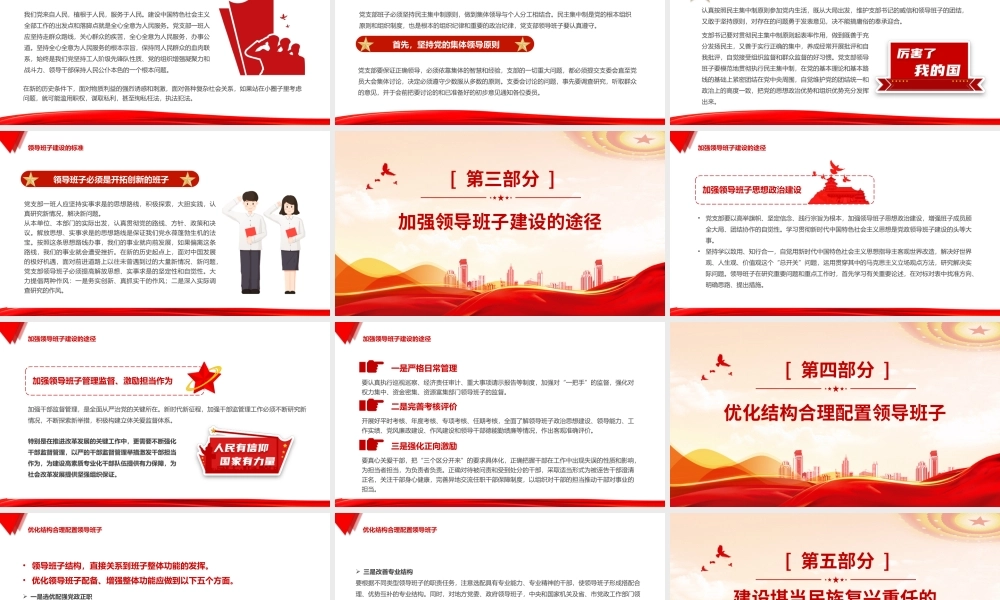 2023党支部的领导班子建设PPT红色党政风党建宣传主题教育报告模板下载.pptx