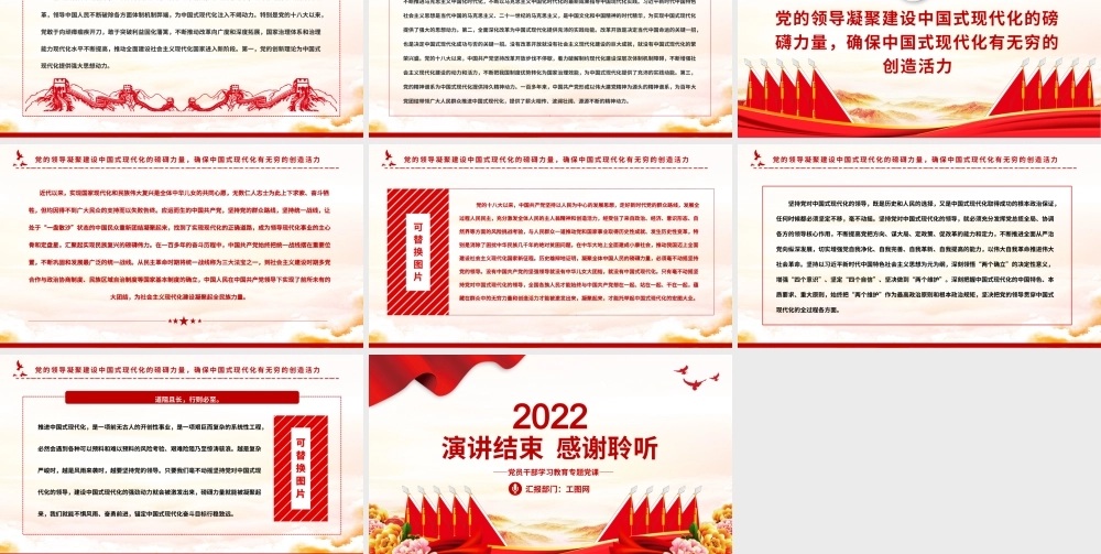 2023毫不动摇坚持党对中国式现代化的领导PPT大气精美风党员干部学习教育专题党课课件模板.pptx