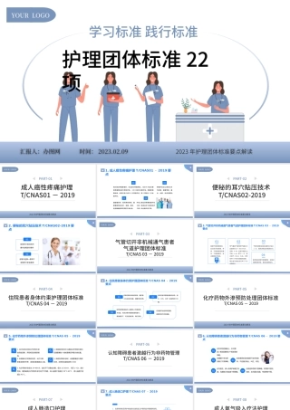 2023护理团体标准22项PPT简约风护理团体标准要点解读专题课件模板下载.pptx