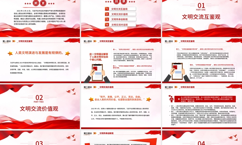 2023人类文明交往与全球文明倡议PPT大气精美风党员干部学习教育专题党课课件.pptx