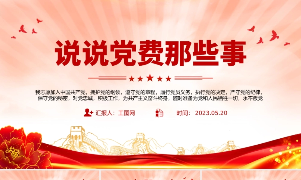 2023谈党费PPT红色党政风说说党费那些事专题课件模板下载.pptx