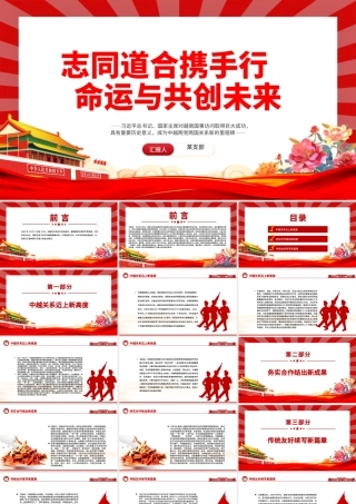 2023志同道合携手行命运与共创未来PPT党政风越南国事访问专题党课课件.pptx