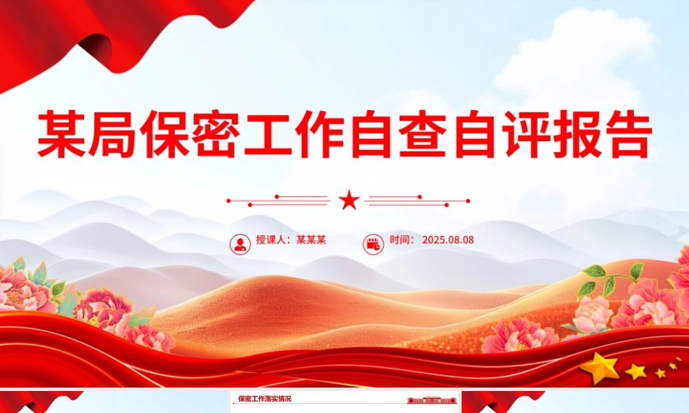 2025某局保密工作自查自评报告PPT模板.pptx